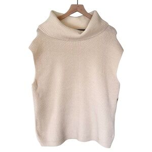 NWT Elie Tahari Wool‎ Blend Sleeveless Turtleneck Sweater White Cream Size Large